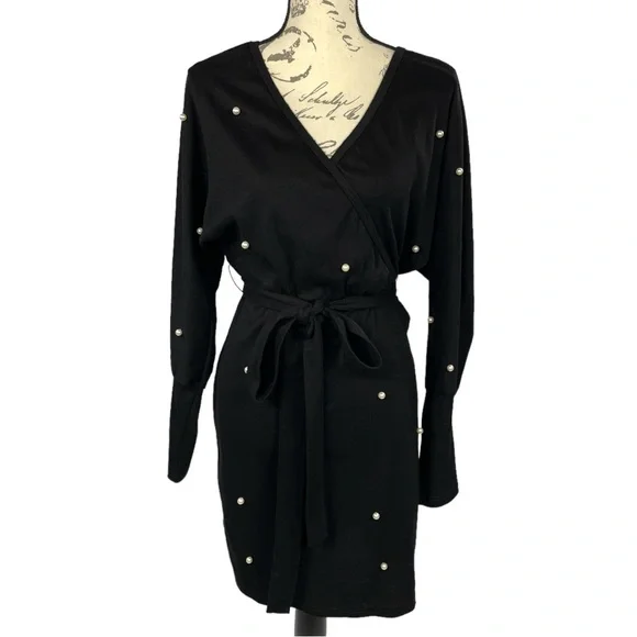 Shein Dresses | Shein Curve Womens Black Sweater Dress Dolman Sleeves Pearl Detail | Color: Black | Size: 0xl | Bfashionista424's Closet Shein Dresses | Shein Curve Womens Black Sweater Dress Dolman Sleeves Pearl Detail | Color: Black | Size: 0xl | Bfashionista424's Closet